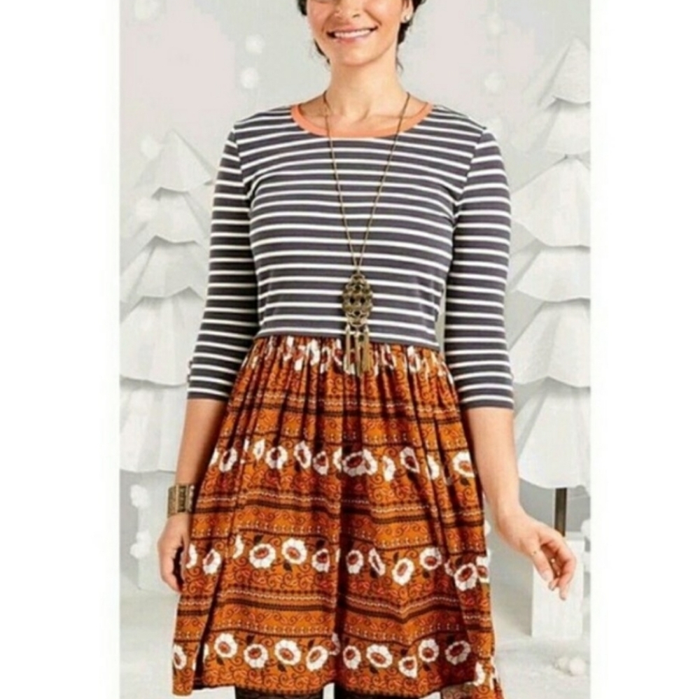 Matilda Jane Floral Striped Mixed Print Winsome Dress